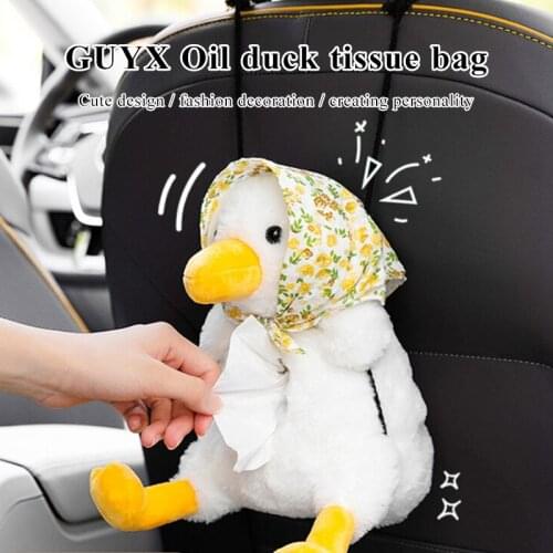 Cartoon car tissue box cute duckling car creative cute cartoon hanging household car tissue storage household convenient storage