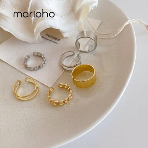 Marioho Geometric Circle Punk Rings Set For Women Gold Color Opening Cuff Finger Ring Adjustable Knuckle Ring Set Accessories