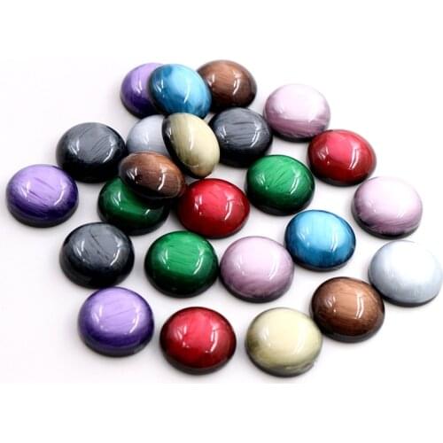 New Fashion 40pcs 12mm Mix Colors Stylish Color Brushed Style Flat back Resin Cabochons Cameo