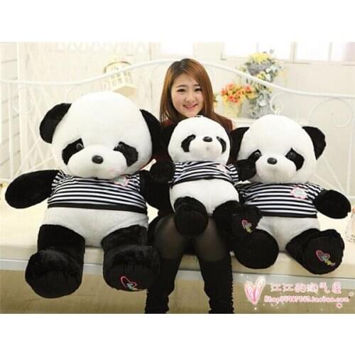 Stripes cloth design large cartoon love panda plush toy,throw pillow toy, birthday gift h769