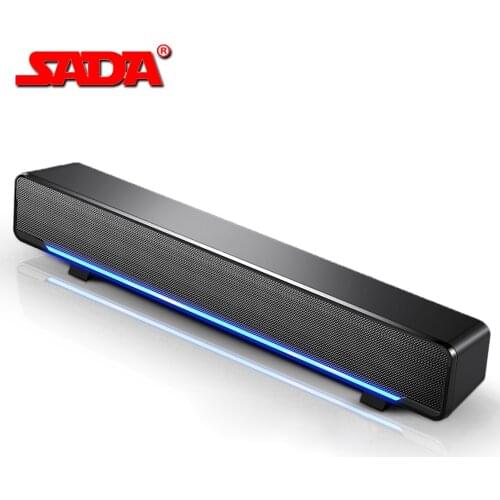 SADA V-196 USB Wired Computer Speaker Bar Stereo Subwoofer Powerful Music Player Bass Surround Sound Box 3.5mm Audio for PC TV