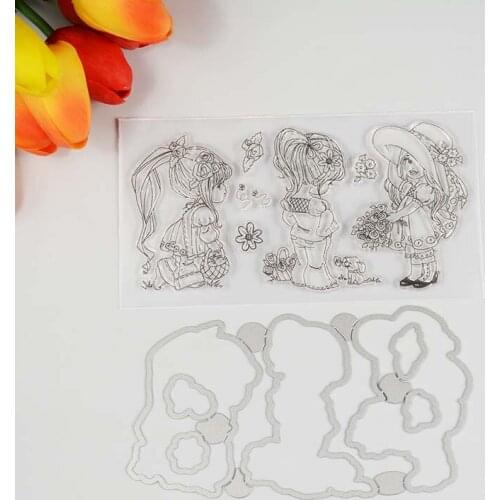 3girls princess Transparent clear stamp/coordinating die for DIY Scrapbooking/Card Making/Kids Fun Decoration Supplies