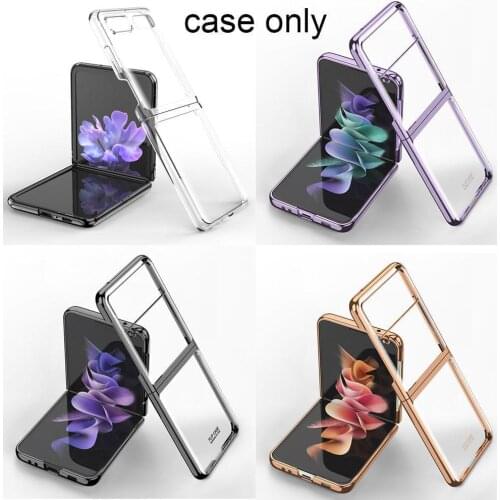 Transparent Folding Phone Case For Samsung Z Flip 3 Phone Case Shockproof Protective Plating Frame Cover