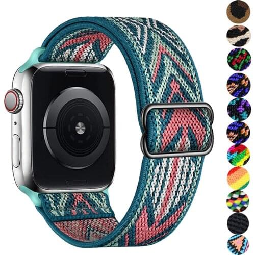 Nylon solo Loop Strap for Apple watch band 44mm 40mm 38mm 42mm Adjustable Elastic Scrunchie bracelet correa iWatch 6 5 4 3 2 se