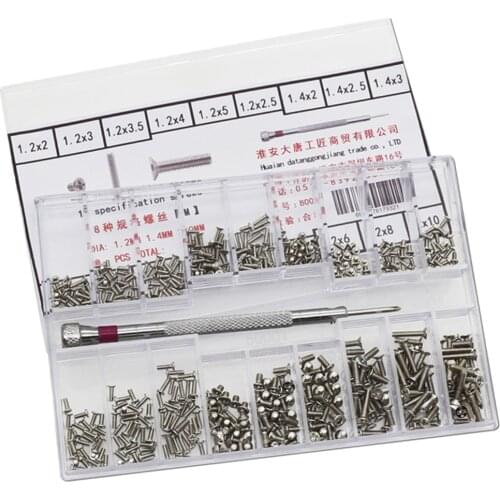 500 Pieces 18 Types Screw Nuts Watch Bolts Repair Kit DIY Crafts