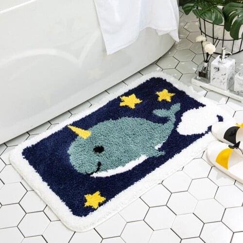 Modern minimalist flocking household foot pad bathroom toilet door thickened absorbent non-slip mat