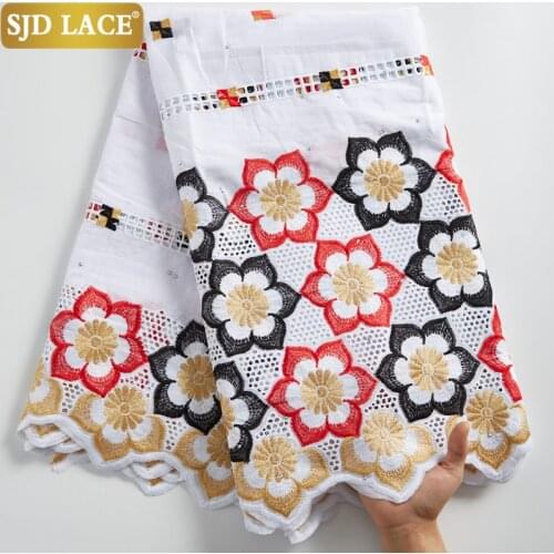 SJD LACE Dubai Style 100%Cotton African Lace Fabric High Quality Embroidery Swiss Voile Lace In Switzerland For Popular SewA2282