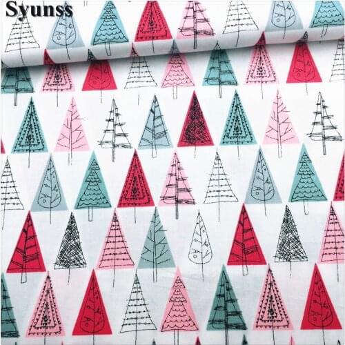 Syunss,Red Sapling Printed Twill Cotton Fabric DIY Tissu Patchwork Telas Sewing Baby Toy Bedding Quilting Cloth Craft Tecido