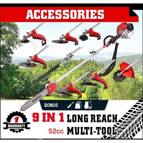 Hedge trimmer 9 in 1 Grass cutter with 52cc Engine Multifunction petrol cutter Petrol strimmer Pruner