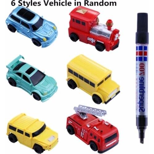 MINI Magic Pen Inductive Vehicle Truck Children Train Railway School Bus Toy Car Draw Lines Induction Rail Track Hammer SUV Car
