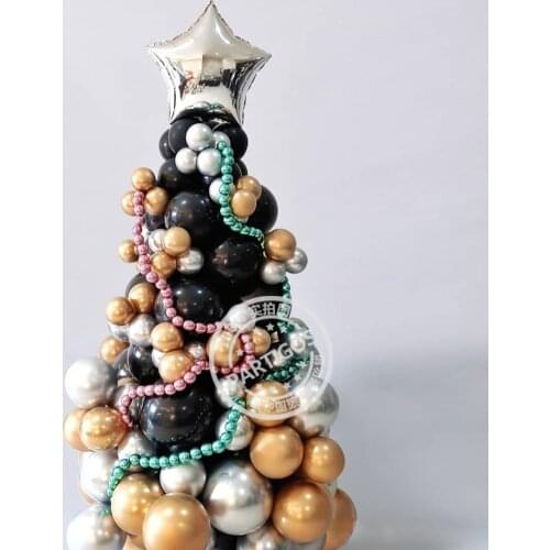 124pcs/set Navidad Marry Christmas balloon tree gold silver black latex globos balloon stand pillar Xsmas kids party decorations