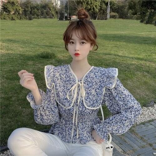 Women Blouse Womens 2021 Spring Floral Cape Top Short Long Sleeve Shirt Blusas Mujer De Moda