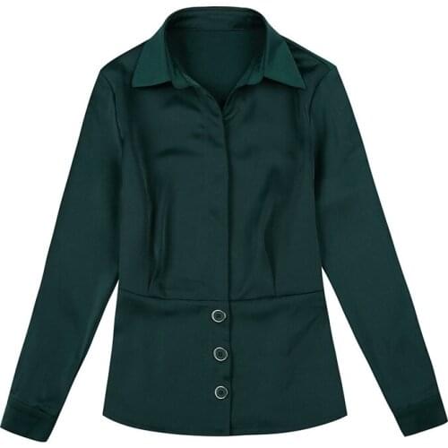 Woman Office Shirts 2020 Autumn Long Sleeve Silk Stain Shirt Female Elegant Work Wear Tops Plus Size