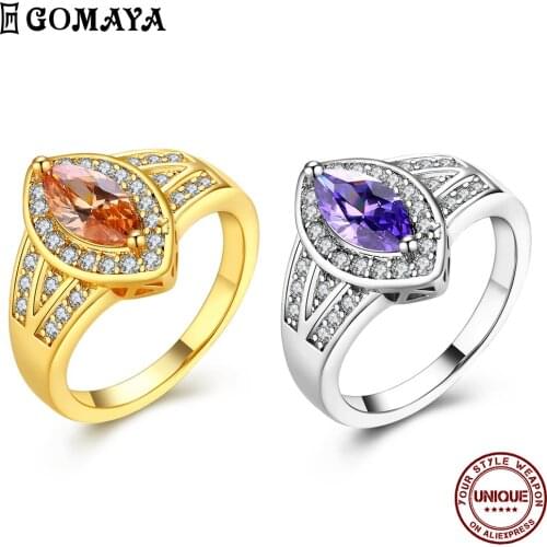 GOMAYA Ring For Women Oval Shaped Cubic Zirconia Rings 2 Colors Simple Romantic Gift To Friend Family Fashion Jewelry Hot Sale