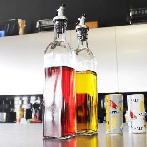1/2 Pcs Oil and Vinegar Bottle Dispensers Cruet Glass Replaceable Dust-Proof Nozzle Oil Control Kitchen Cooking Accessories