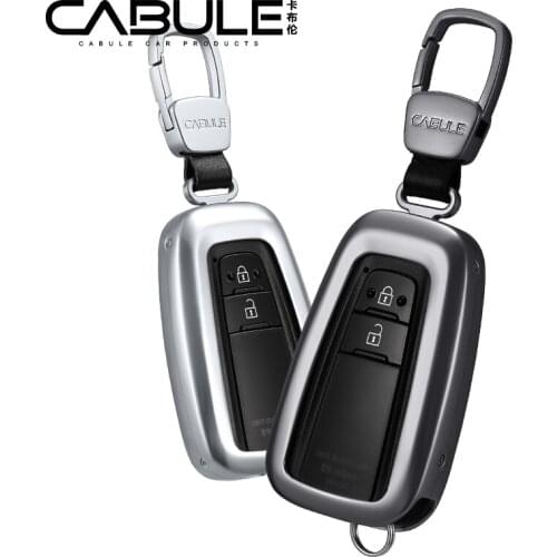 1 Set Luxury Aluminum Alloy Key Shell + Key Chain Rings Car Protective Case Cover Skin Holder For Toyota Camry Prado RAV4 2018