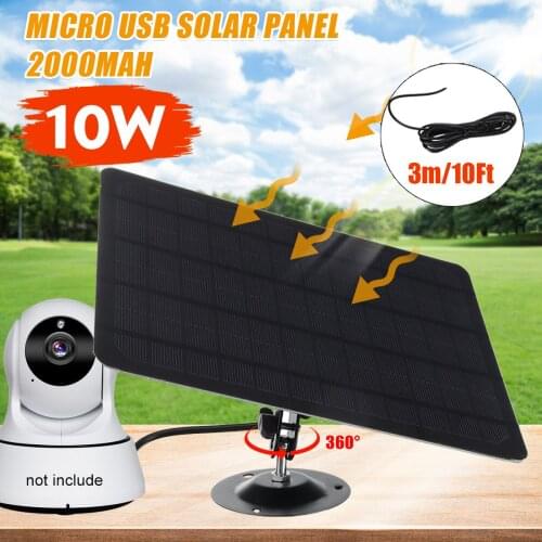 10W Waterproof Solar Panel 3m/10Ft Cable Solar Battery Charger For IP Camera CCTV Outdoor Mini Camera High Efficiency