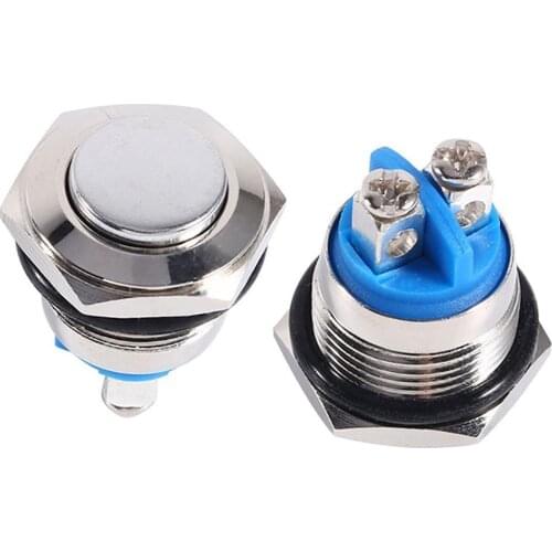 12V 16mm Waterproof Car Vehicle Metal Momentary Push Button ON/OFF Horn Switch