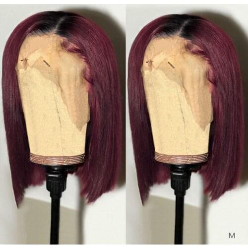 13x4 Short Bob Lace Front Human Hair Wigs Brazilian Straight 99J Bob Lace Wigs Pre Plucked For Black Women Fromtal Lace Wigs