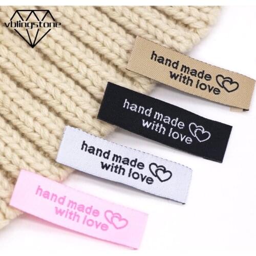 20pcs Labels Tags Handmade With Love Label Cotton Woven Clothes Label Fold Handmade Tags For Hat/Basket/Scarf Sew Accessories