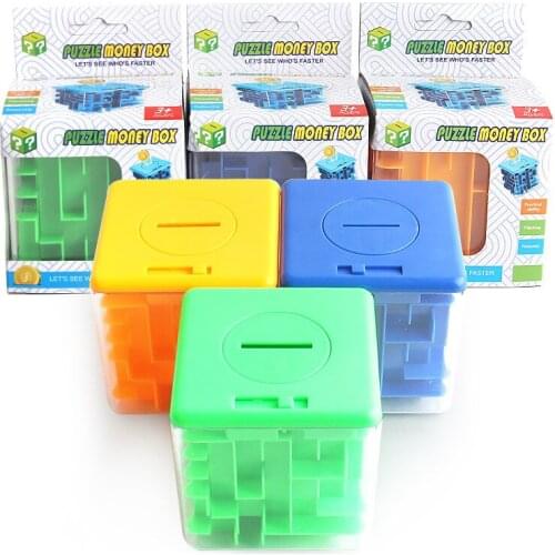 3D Cube Puzzle Money Maze Bank Saving Coin Collection Case Box Fun Brain Game Kid Toys For Montessori education concept Gift