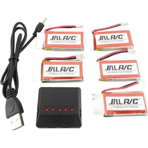 5PCS 3.7V 600mAh Lipo Battery 5 in 1 charger For SYMA X5 X5C X5S X5SC X5SW WLtoys V931 SS40 FQ36 T32 T5W H42 CW4