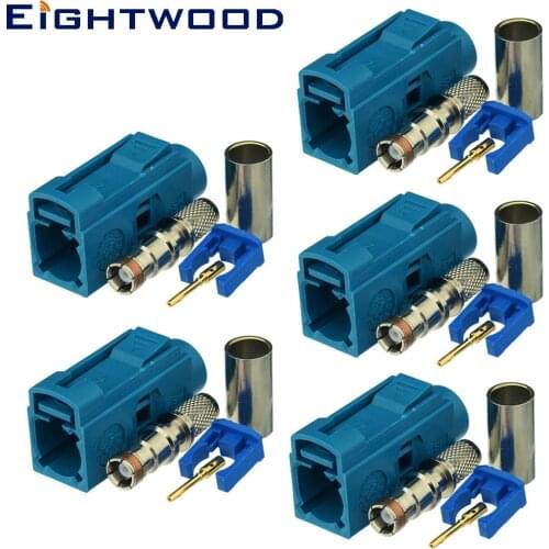 Eightwood 5PCS GSM GPS DAB+ Radio Antenna Connector SMB Fakra Code Z Female Socket Waterblue/5021 Crimp for RG58 LMR195 Cable