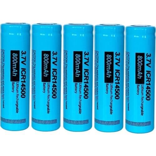 5PCS PKCELL 800mAh ICR14500 AA battery 3.7V Li-ion Rechargeable Batteries Flashlights Lithium Battery