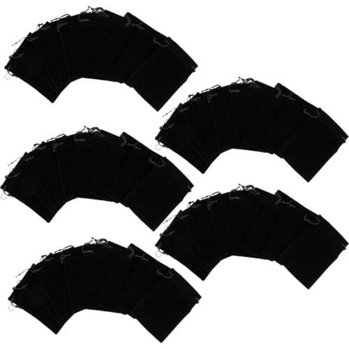 50 Pieces Black Soft Velvet Drawstring Pouch Gift Bag Wedding Favor Jewelry Trinkets Pouch