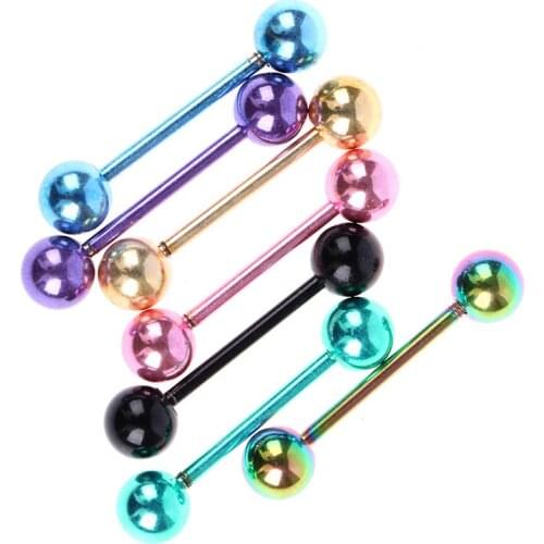 7 Pcs/Set The Plating Color Steel Stainless Steel Body piercing tongue stud Fashion Body jewelry Set Double Ball