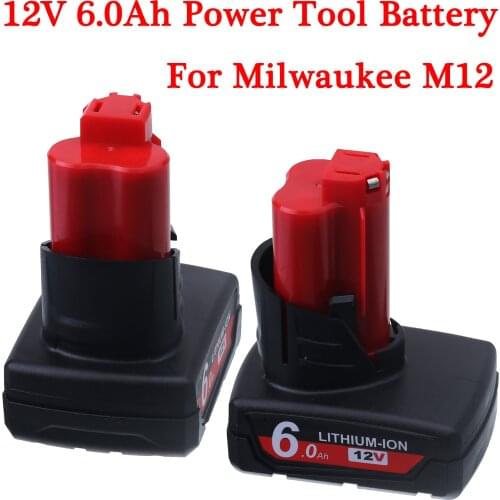 12V Power Tool Battery for Milwaukee M12 C12 XC 48-11-2440 48-11-2402 48-11-2411 48-11-2401 12V 6.0Ah Li-ion Replacement Battery