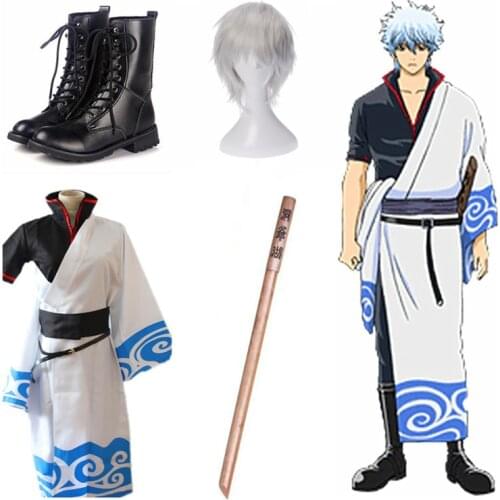 Anime Gintama Cosplay Costume Hallween fancy Dress Adults Sakata Gintoki Cosplay Costumes full set for Carnival Purim party