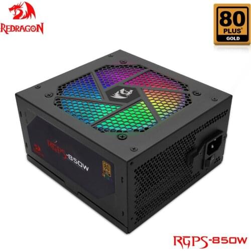 REDRAGON RGPS 850W PC RGB PSU Power Supply 80PLUS GOLD Gaming Quiet 120mm Fan 24pin ATX/EPS 12V APFC FULL MODULAR computer BTC