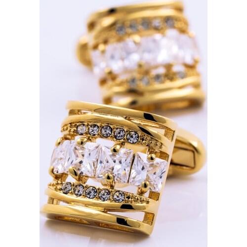 KFLK brand mens shirt cuff links button high quality Gold-color cufflinks wedding gift 2017 guests