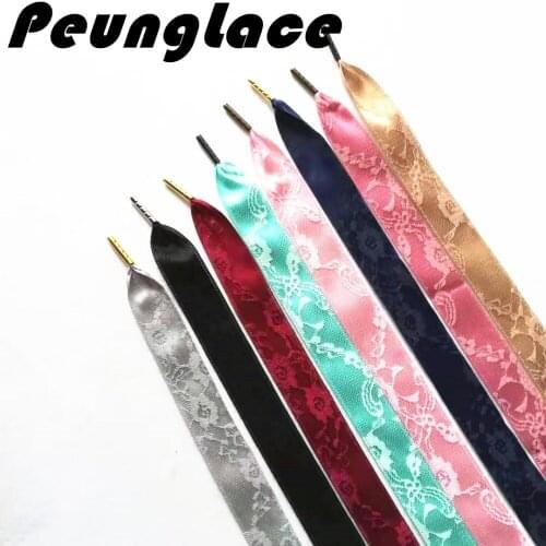 Quality PeungLace 2000pair/lot 25mm*90cm Metal Tipped Lace Satin Shoelaces Sports Flat Satin Shoelaces
