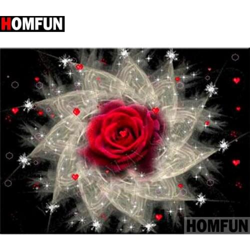 HOMFUN Full Square/Round Drill 5D DIY Diamond Painting "Red flower" Ermboidery Cross Stitch 5D Home Decor Gift A15340