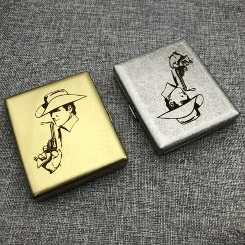 Cowboy Brass Cigarette Case Old Silver Copper Color Vintage Cigarette Boxes Smoking Holders With Gift Boxes Can DIY Patterns
