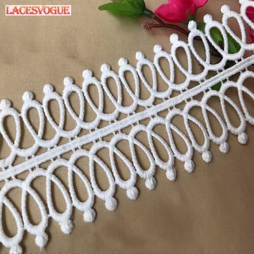 3yards(19y) 7cm Milk White Embroidery lace fabric Garment needlework sewing DIY Handmade accessories Dress edge decoration 891
