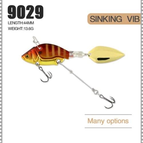 Bass Spoon Metal Sequin Spinner Tackle Rotate VIB Lure Treble Hook Metal Fishing Bait Wobblers Crankbaits