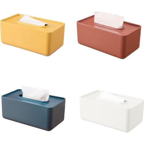 Minimalist Nordic Plastic Tissue Box Cover Simple Solid Color Rectangular Napkin Holder Facial Paper Case Dispenser