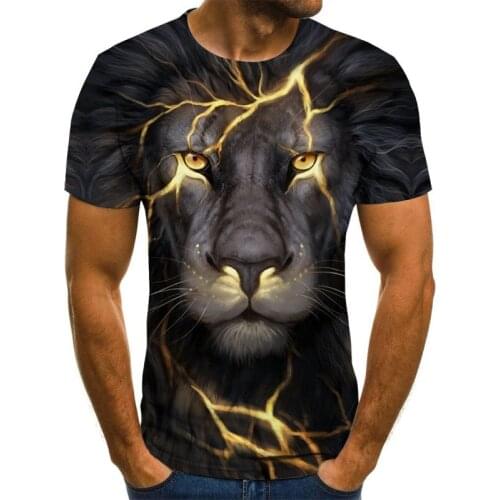 Summer 2021 3D printed mens T-shirt O-neck short sleeve 3D printed animal lion Harajuku boy and girl XXS-6XL