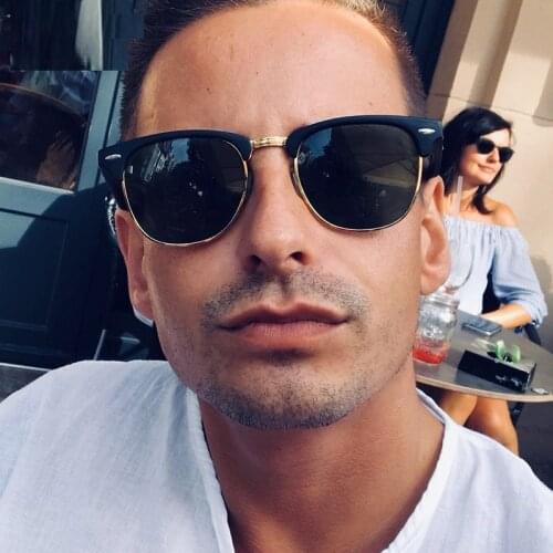 Semi-Rimless Steampunk Sunglasses For Men Driving Sun Glasses Metal Frame Grade Spectacles Luxury UV400 Lunettes Fishing Gafas