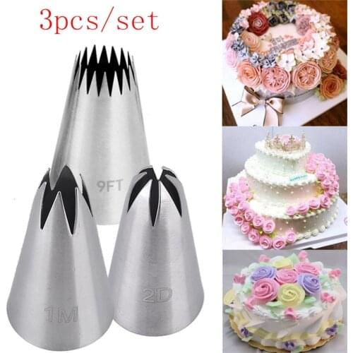 3PC/SET Star Russian Pastry Nozzles For Cream Icing Piping Nozzles Cake Decoration Tips Tulip Rose Tips Confectionery 31M 2D 9FT