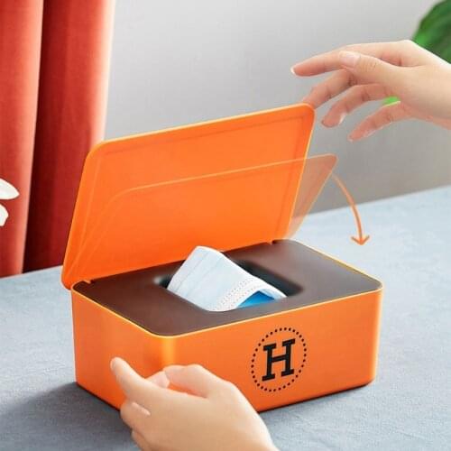 85LA Desktop Storage Box Household Office Home Tissue Dispenser Holder with Lid for Masks Wet Tissues