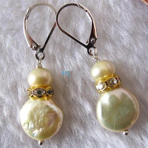 New Unique Pearl Earrings 5-12mm Champagne Round Coin Real Freshwater Pearl Clip On Fine Earrings Perfect Girl Smart Jewelry