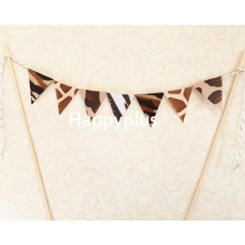 New Safari Birthday Cake Topper Banner Jungle Birthday Party Garland Baby Shower Decoration Zoo Party Cake Smash Flag Photo prop
