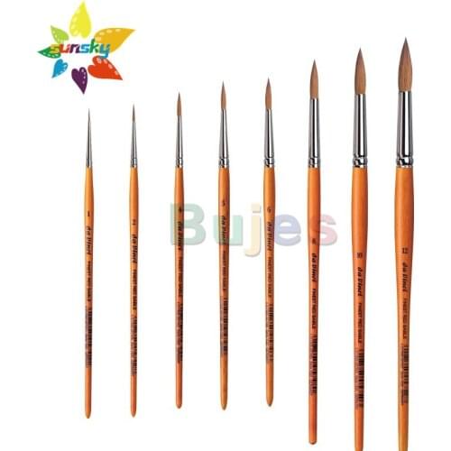 Original Germany da vinci 1520 Professional handmade Red mink hair Round head Watercolor brush Gouache painting brush