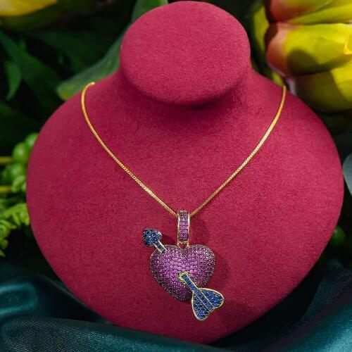 Hiphop Cuban Links Heart Necklace Personalized Stackable Necklaces for women Wedding Party girlfriend Wife gifts