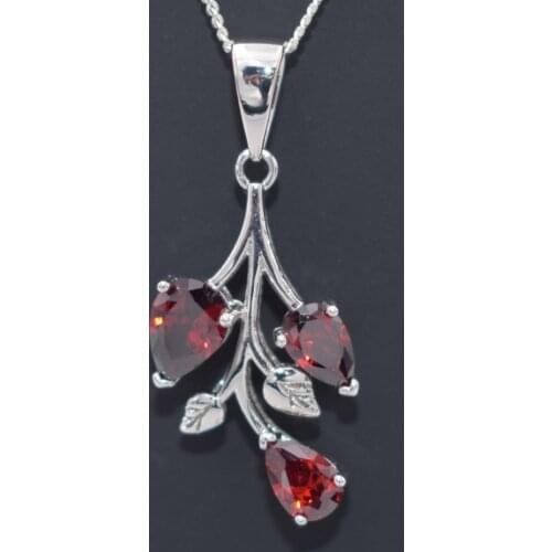 Fashion Garnet Necklace Women Natural Stone Silver Charms Bijoux Femme Choker Jewellery Collares De Moda 2019