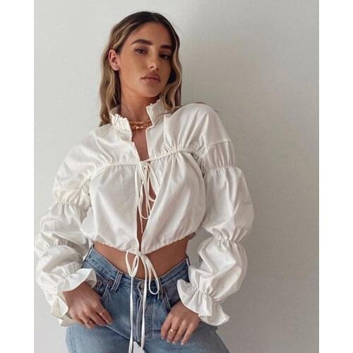 Sexy Jazz Dancing Clothing Puff Sleeve Crop Tops Nightclub Gogo Dance Costume Dancer Performance Stage Shirt Rave Clothes YS2036